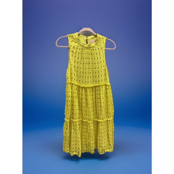 Lilly Pulitzer Yellow Sleeveless Eyelet Tiered Lined Summer dress Size S EUC - Picture 1 of 10